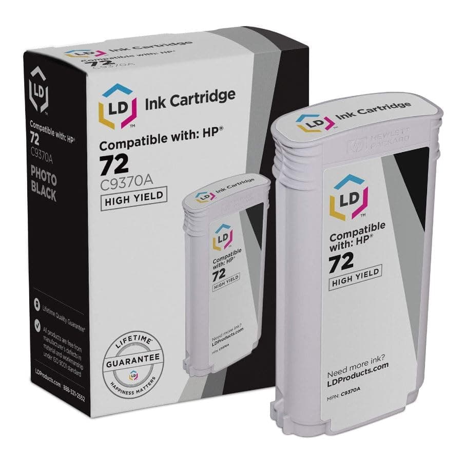 LD Products Compatible Replacements for HP Designjet 72#72 C9370A Photo Black Ink Cartridges High Yield for Use in T1100, T1120, T1200, T610, T620, T770, SD Pro MFP T1120ps Printers (Single-Pack)