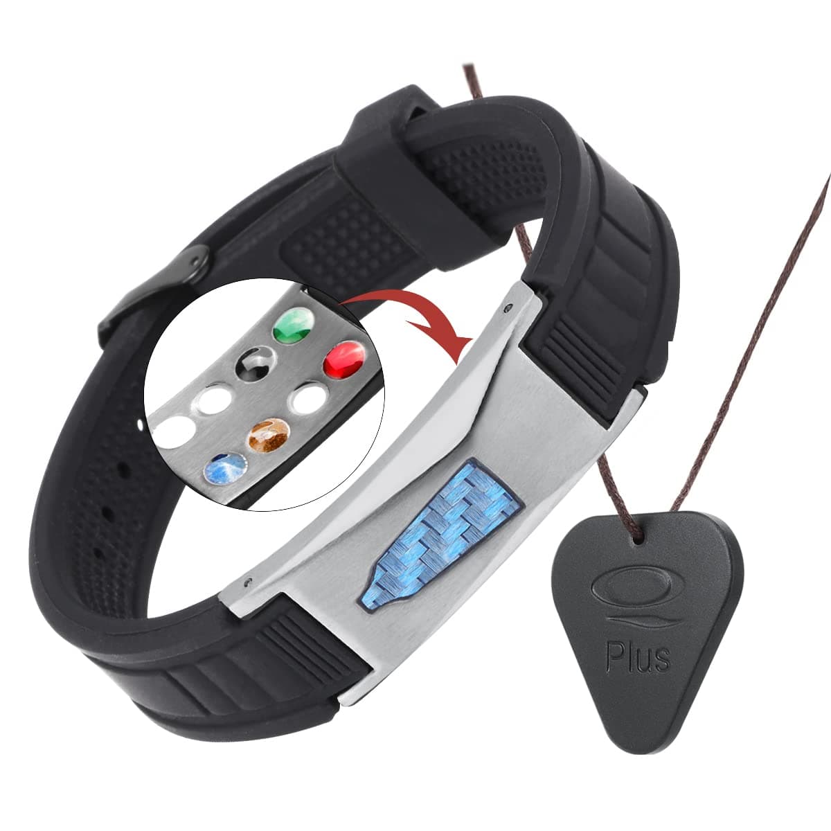 EMF Harmonizer Bracelet, 7 in 1 Negative Ion Power Bio Health Pain Relief Magnet Energy With Unisex Protection Natural Stone Pendant Necklace, 1 Count