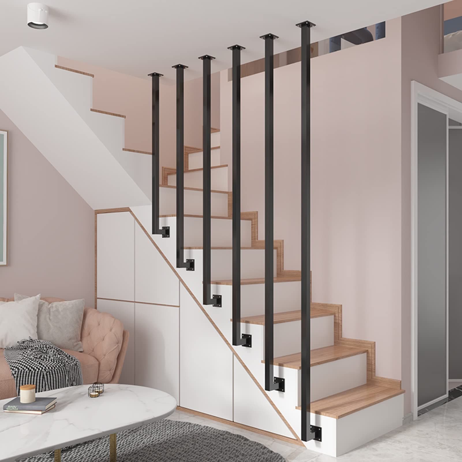 Stair Grab Bar Metal Transitional Handrail Wrought Iron Balustrade Posts | Safety Grab Rails Stair Railing Banister Handrail Fence Pole Garden Fencing Staircase Hand Rails ( Size : 80cm(31.5inch) )