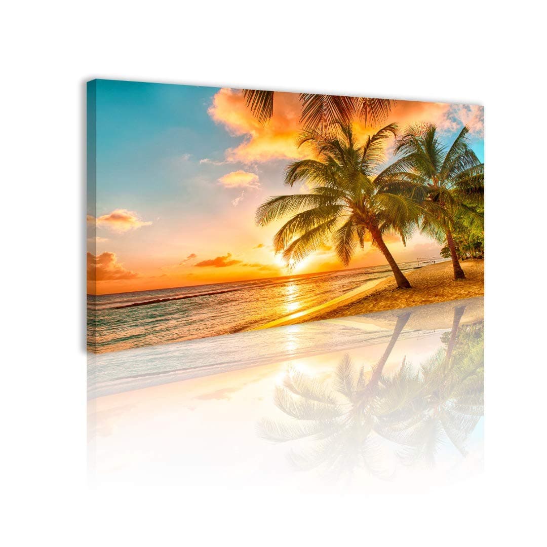Duvez Large Beach Canvas Wall Art - 12 Variations - Mounting Accessories Included - Premium Wall Art for Living Room, Office, Bedroom, Bathroom & More - Ocean Sunset Photography - Beach Wall Art Decor