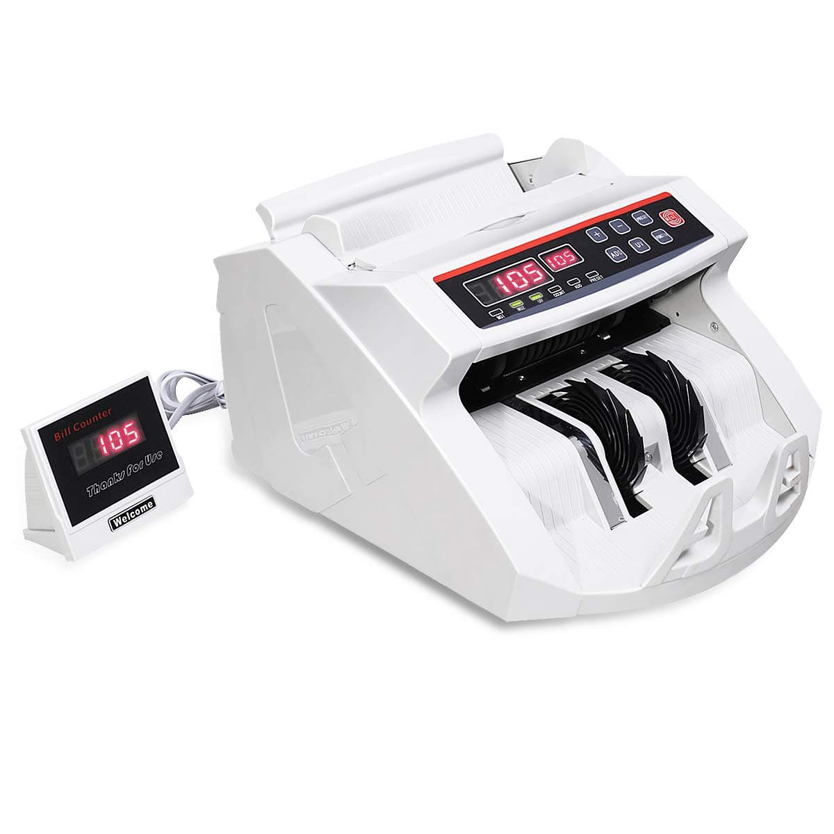 COSTWAY Upgraded Banknote Counter, Counts 1000 Notes/min and More, Multi Currency Bill Cash Counting Machine, Automatic UV & MG Counterfeit Detector, with LED Display & Brush for Banks Shops