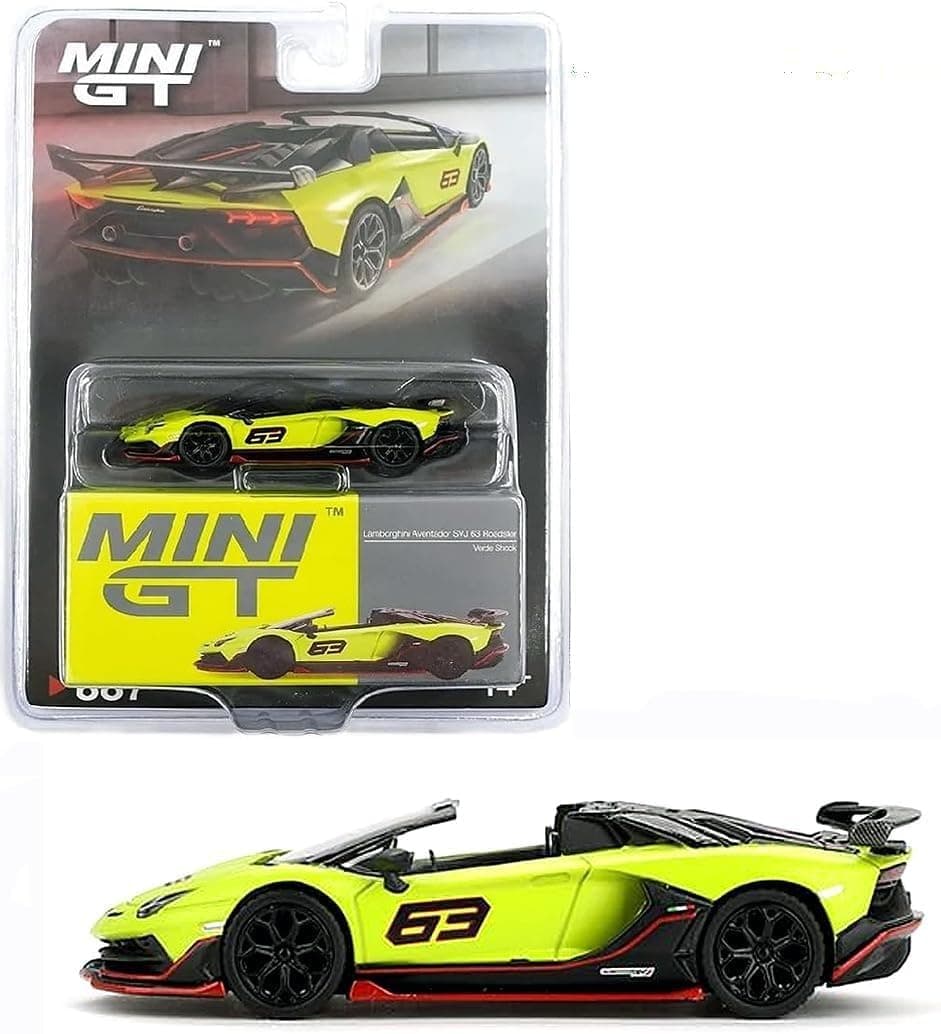 Diecast Model Car Compatible with Mini GT 1:64 Lamborghini Aventador SVJ 63 Roadster Verde Shock Limited Edition MGT00887