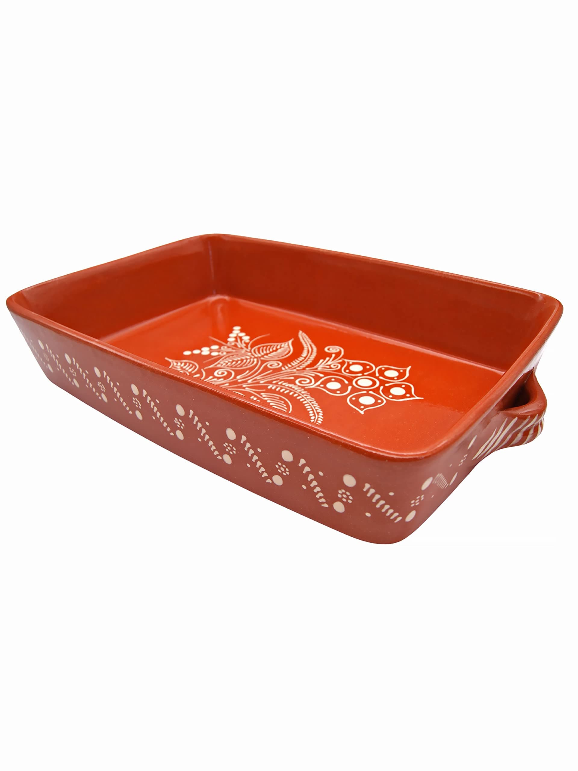 Portuguese Pottery Terracotta Rectangular Clay Baking Pan for Oven Casserole Made in Portugal
