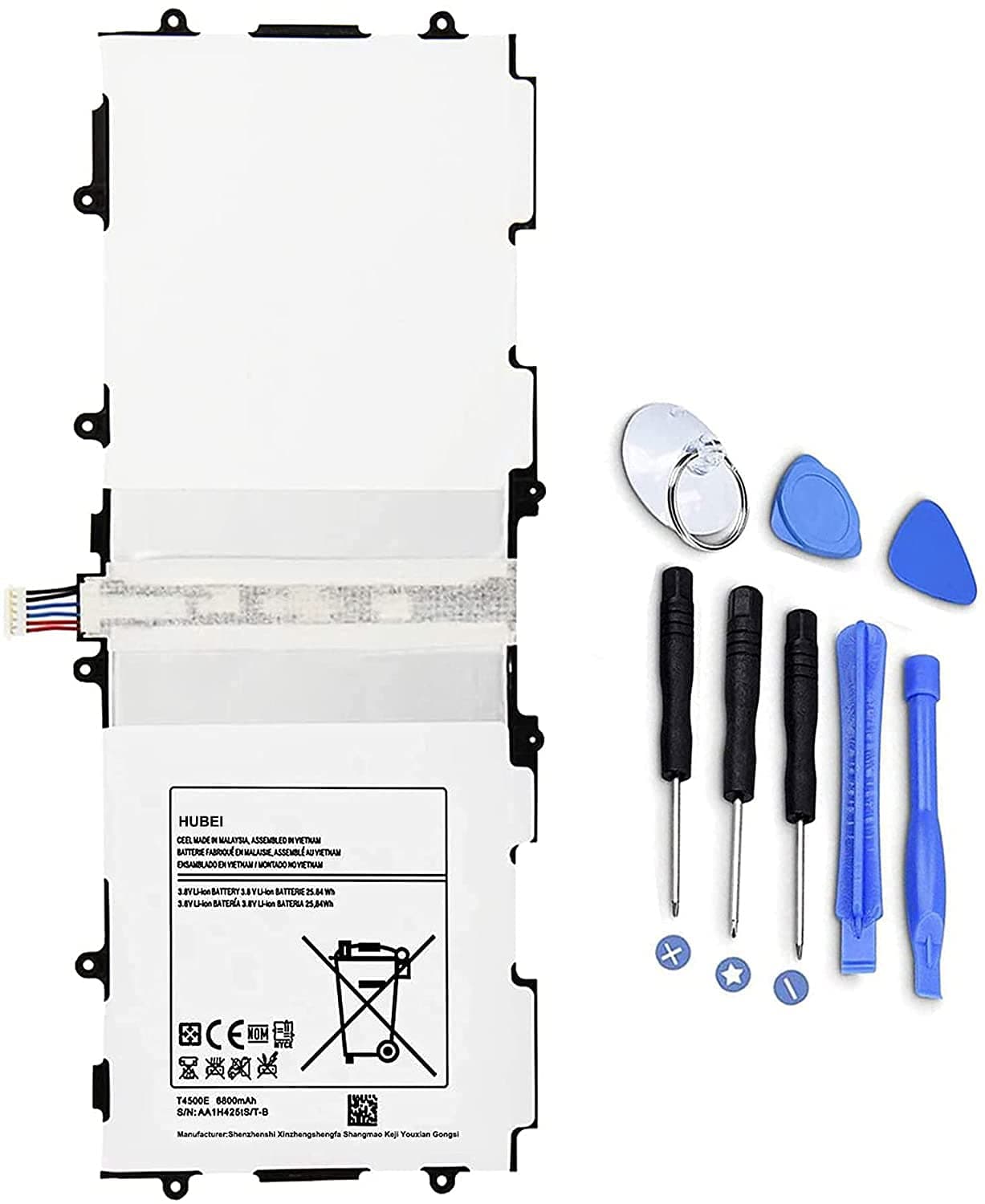 T4500E T4500C Tablet Battery Replacement for Samsung Galaxy Tab 3 10.1 GT-P5200(3G & WiFi) GT-P5210(WiFi) GT-P5220(LTE, 3G & WiFi) GT-P5213 P5210 P5200 P5220 P5213(3.8V 6800mAh 25.84Wh)