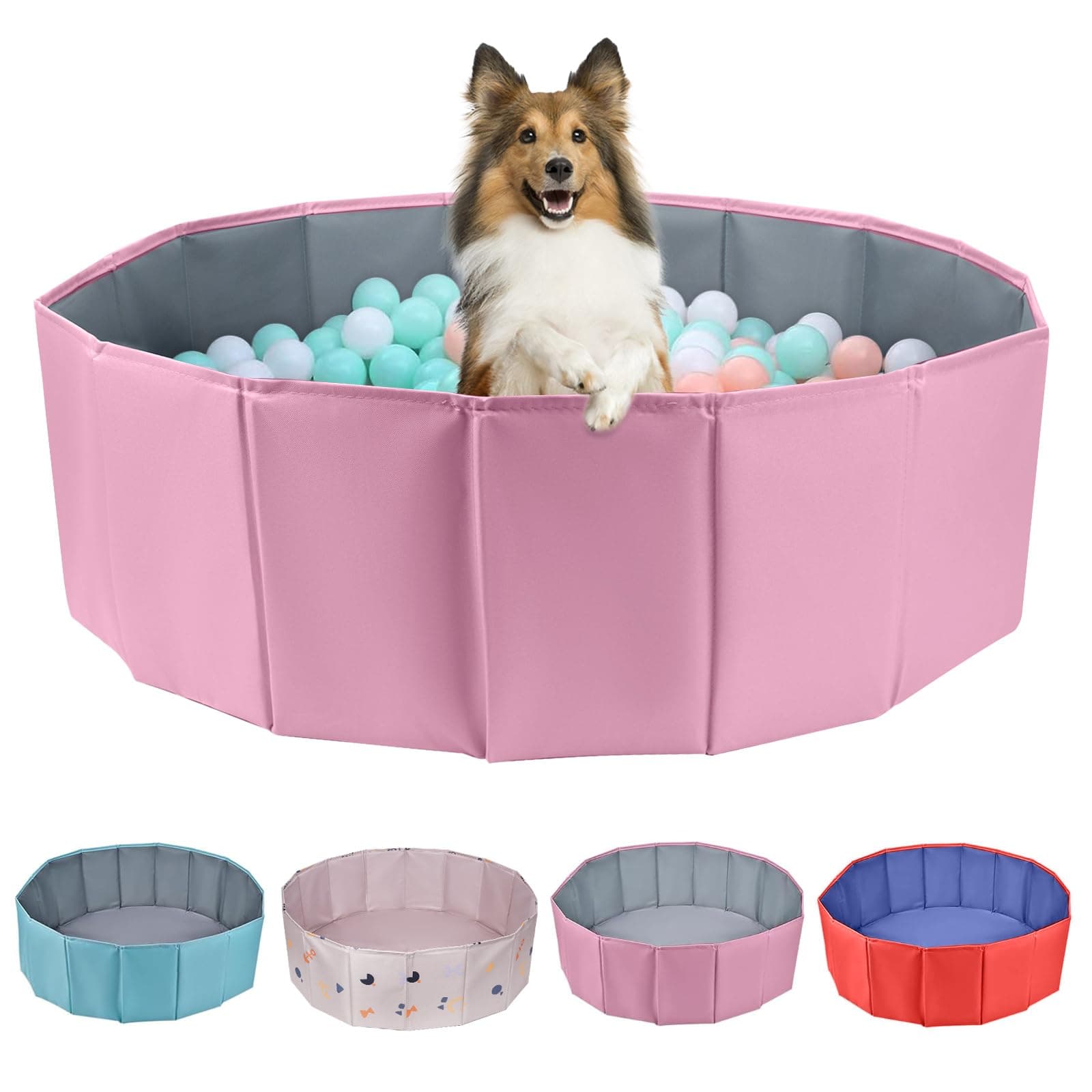 Dog Ball Pit, Foldable Balls Pit for Dogs, Balls Pit for Dog, Ball Pit for All Types of Dogs, Suitable for Indoor and Outdoor Activities (39.37inches in Diameter,Pink,No Ball Included)