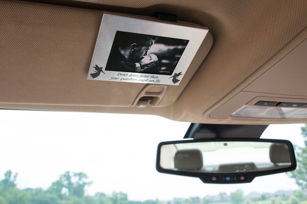 VISOR FRAMES "Guardian Angel A Picture Frame for Your Car, Brushed Silver