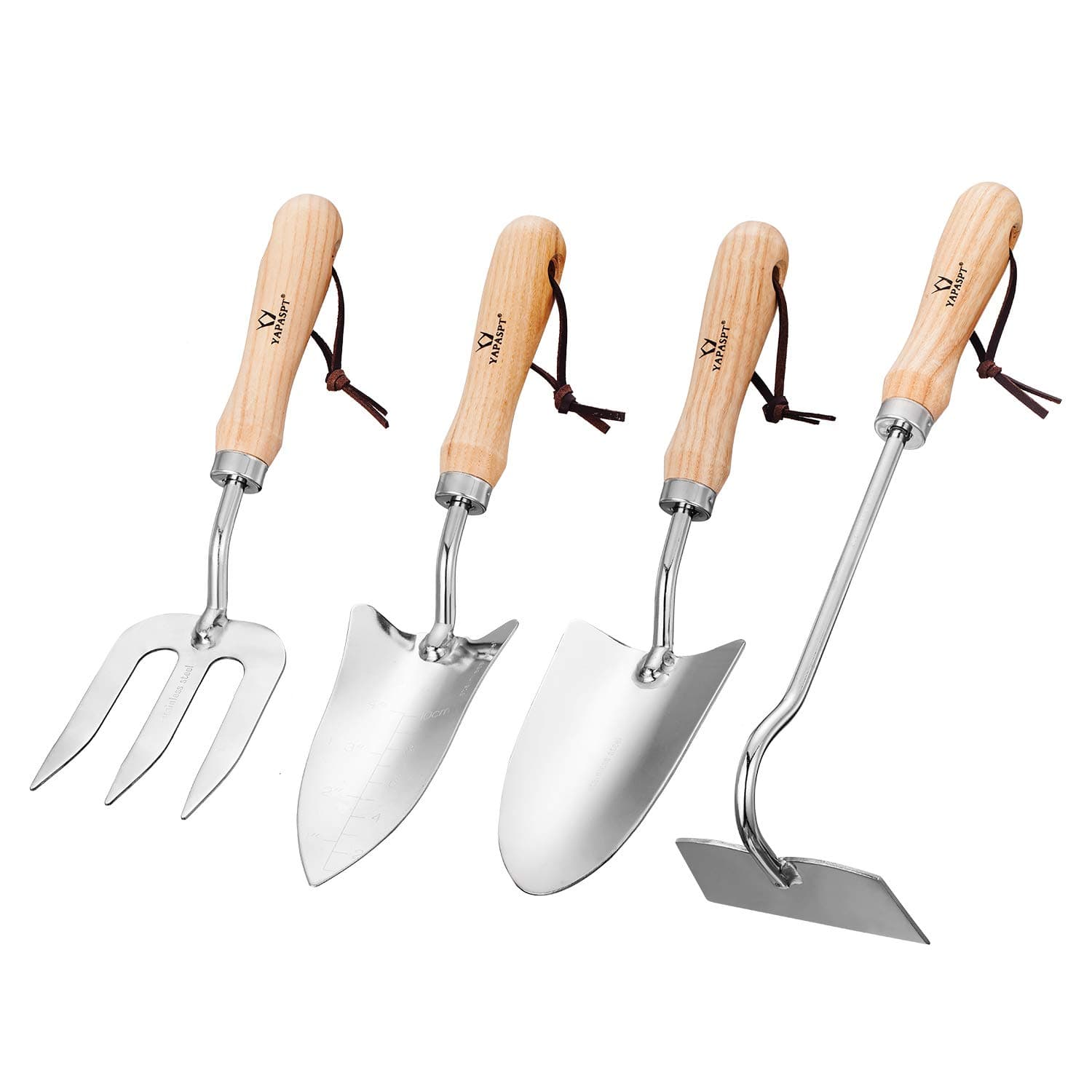 Gardening Tool Sets – Garden Hand Tools Kits with Wood Handle and Stainless Steel Head，Trowel, Hoe, Shear