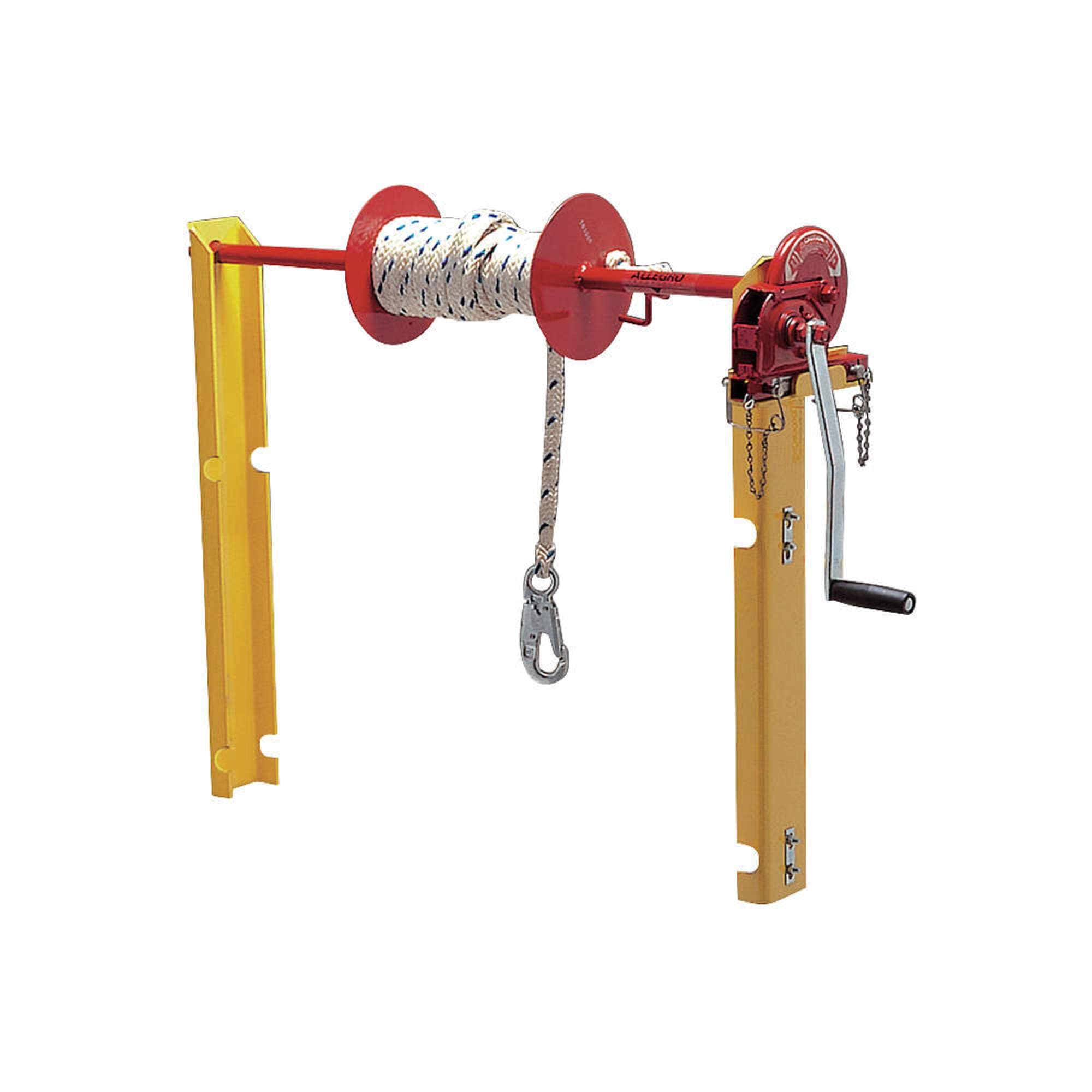 Allegro 9401-10 | Guard Rail Winch for 9401 Manhole Guardrail | 300 lb Capacity | 35' Dura-Plex Rope | Double Disc Brake | Hand Operated