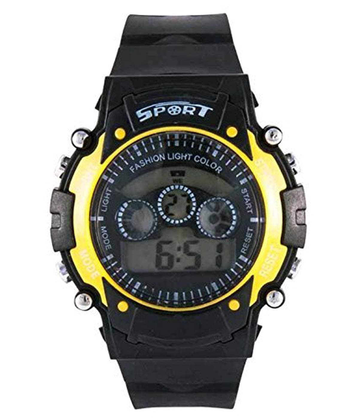 S S TRADERSSS S S Traders - Kids Seven Colours with Seven changable Led Light - Digital Watch (Yellow7colour7light)