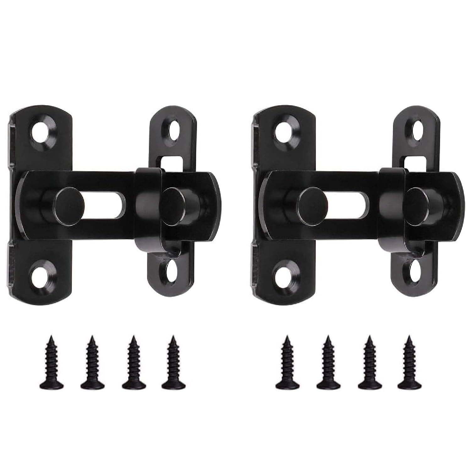 JAMAL 90 Degree Flip Barn Door Lock, Protect Privacy - Security Gate Latch, Hook Lock Latch for Barn, Garden, Bathroom, Outdoor, Garage, Window, Sliding Door (Matte Black 90°_2Pack)