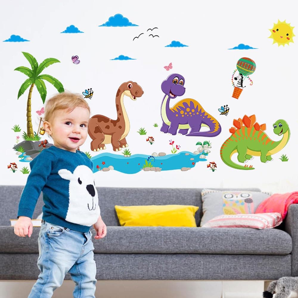 Dinosaur Wall Decals Kids Wall Decor, Forest Animals Wall Decals Boys Kids Room Decoration for Boys Bedroom Baby Nursery Playroom Wall Decor (Dinosaur)