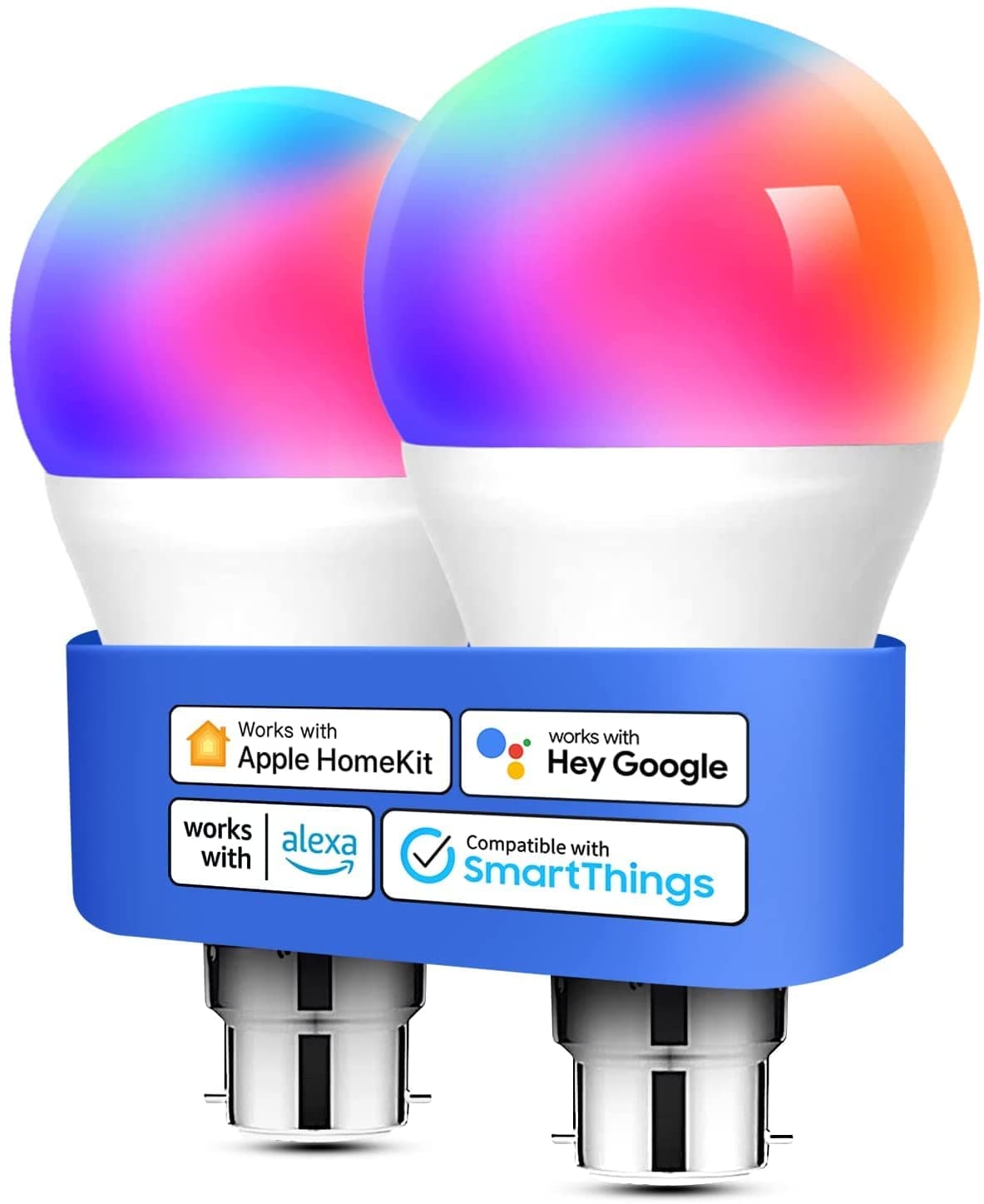 meross Smart Bulb Alexa Light Bulb B22 Works with Apple Homekit, Alexa, Google Home, Siri Voice Control Dimmable Multicolor LED Light Bulb Equivalent 9W (60W Equivalent) 2 Pack