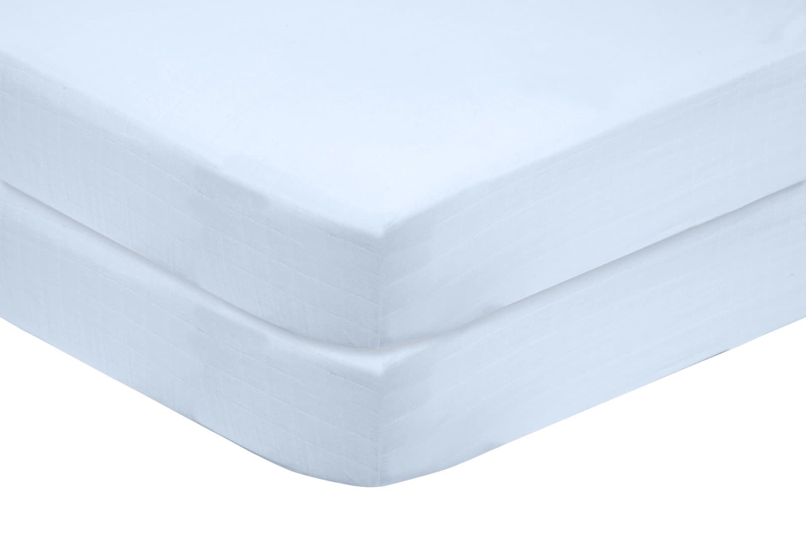 IDEAhome Jersey Knit Portable Mini Crib Sheet with Fitted Stretch, Ideal for Playard Mattress, 38” x 24” x 5”, Blue, 2 Pack