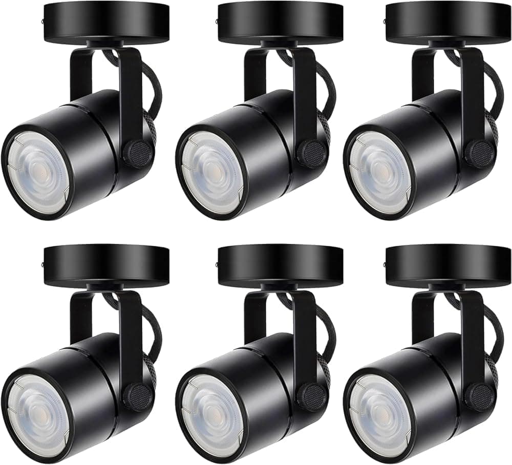 Black GU10 Ceiling Spotlight, 6 Packs Anti-Glare Ceiling Spotlight Fixtures, Accent Lights for Shops, Supermarkets, Kitchens (Black)