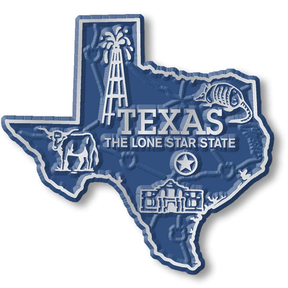 Texas Small State Magnet by Classic Magnets, 2.3" x 2.2", Collectible 3D Rubber Vintage-Style Souvenirs and Gifts Made in The USA