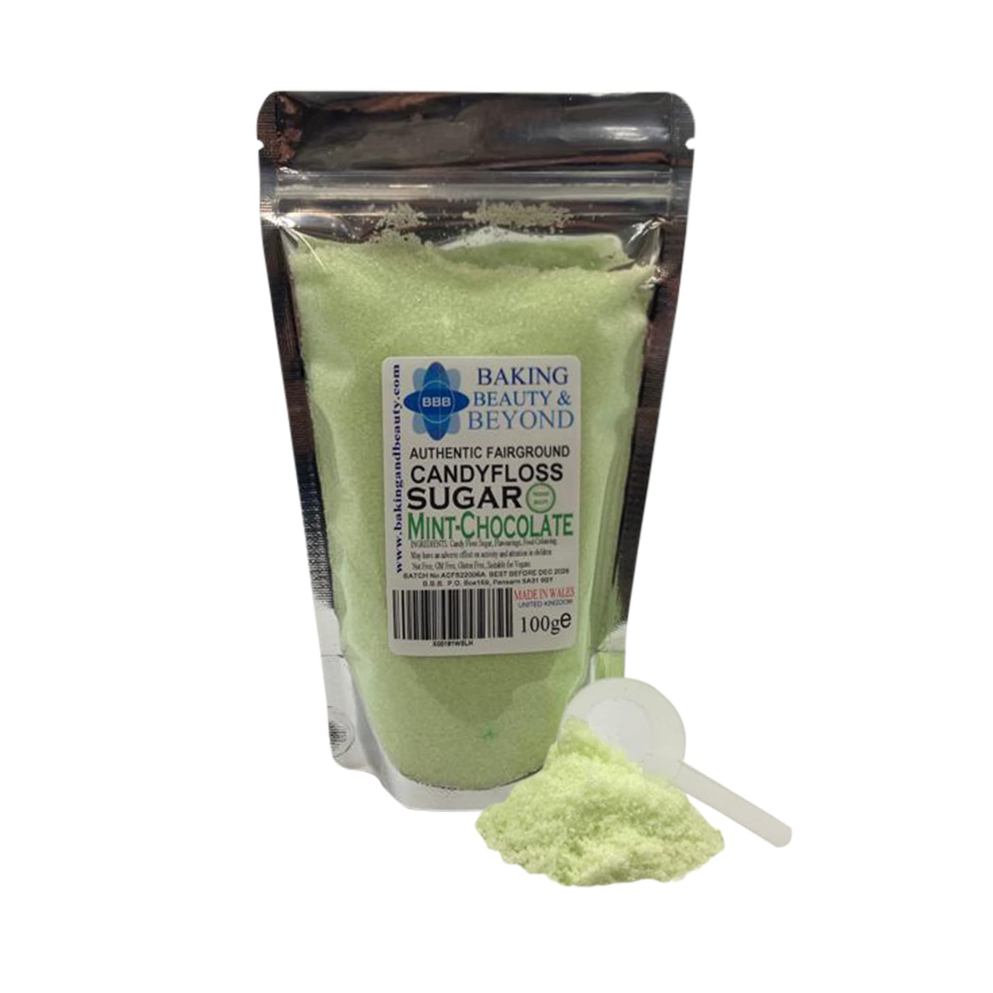 Baking Beauty and Beyond Premium Candy Floss Sugar 100g - Mint Chocolate Flavour