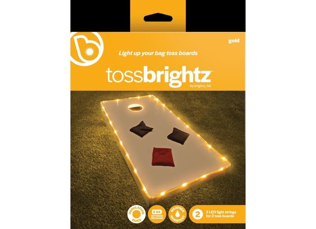 Brightz TossBrightz LED Cornhole Lights for Board and Hole - Includes Lights for 2 Boards - Lights Up Cornhole Board Edge and Hole - Keep The Game Going After Dark