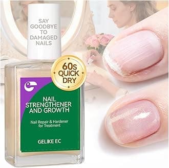 Nail Strengthener and Damaged Nail Repair: Glitter Pink 15ml Natural Protein Nail Hardener Extra Strong and Growth for Damaged Nails-6 in 1 Non-Toxic Nail Ridge Filler for Home DIY Manicure Housewife