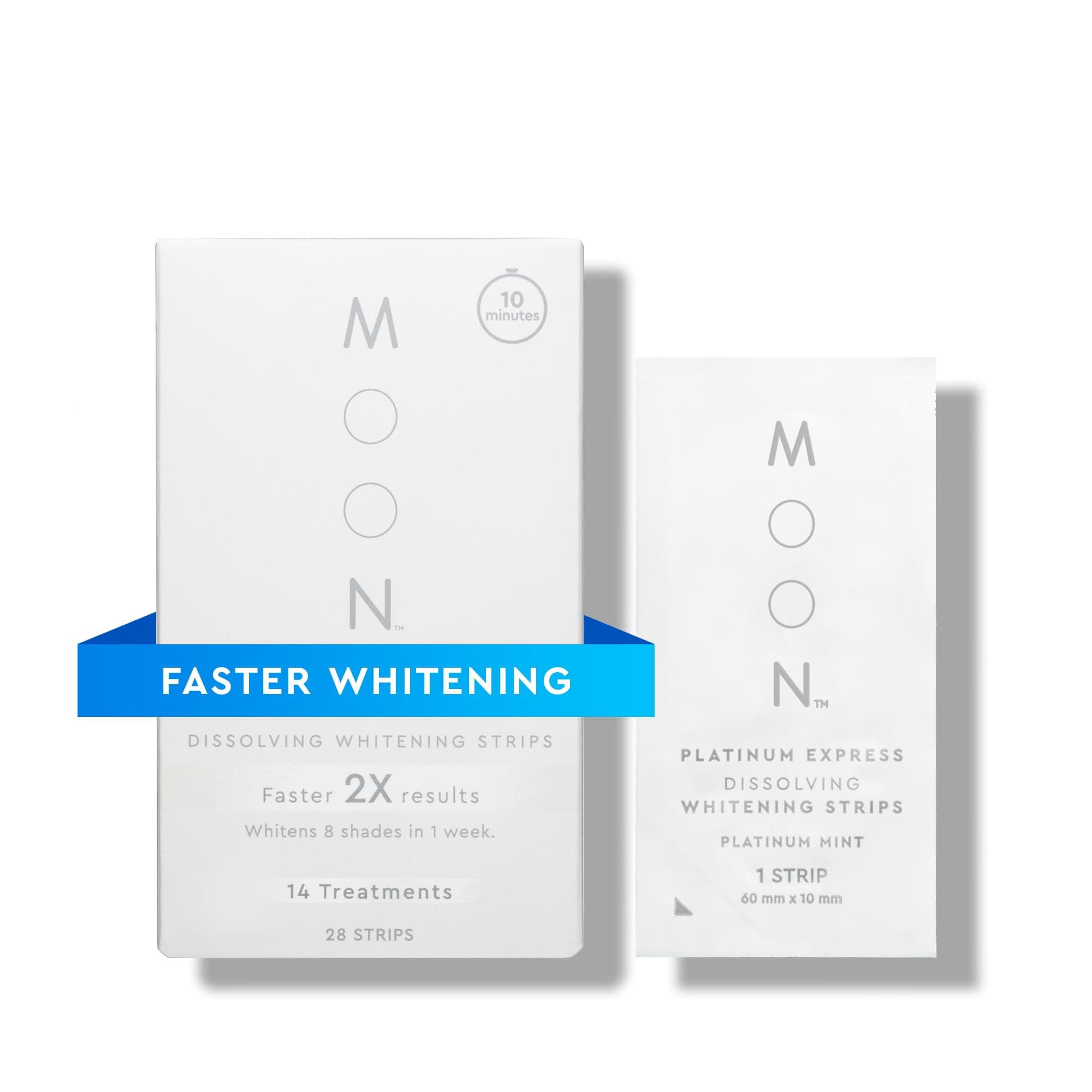 Dissolving Teeth Whitening Strips, 28 Platinum Express No Rinse White Strips, Winter Mint, Hydrogen Peroxide & Essential Oils, Whiten Sensitive Teeth up to 8 Shades in 1 Week, Travel Essentials