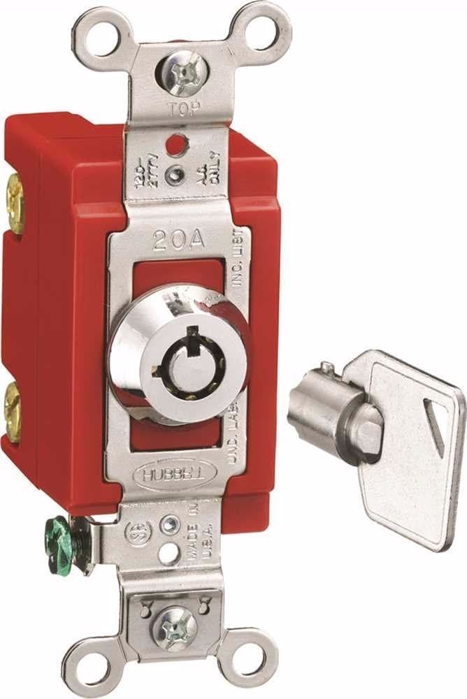 Wall Swtch, 1-Pol, 20A, Ss, Barrl Key Lockng