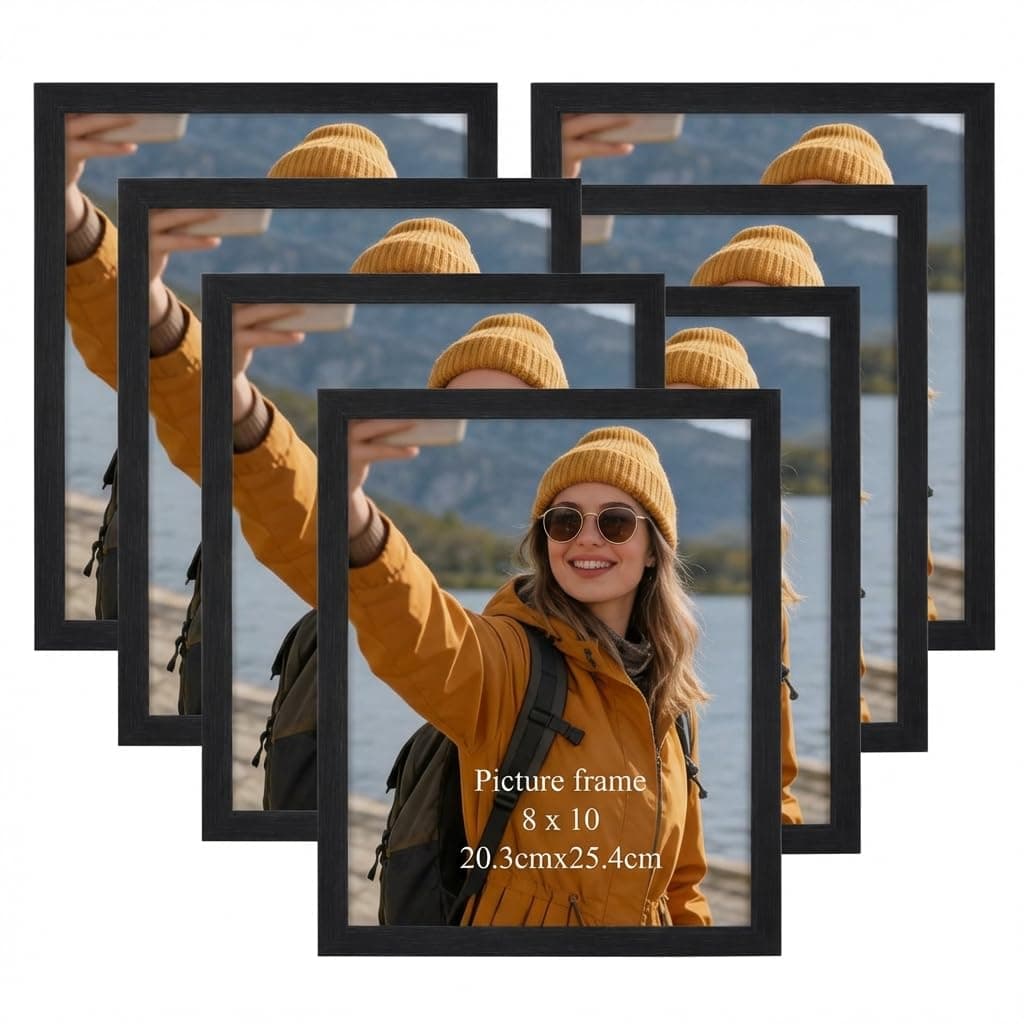 Giftgarden 8x10 Picture Frame Set of 7, Multi Photo Frames for Wall Decor or Tabletop Display, Black