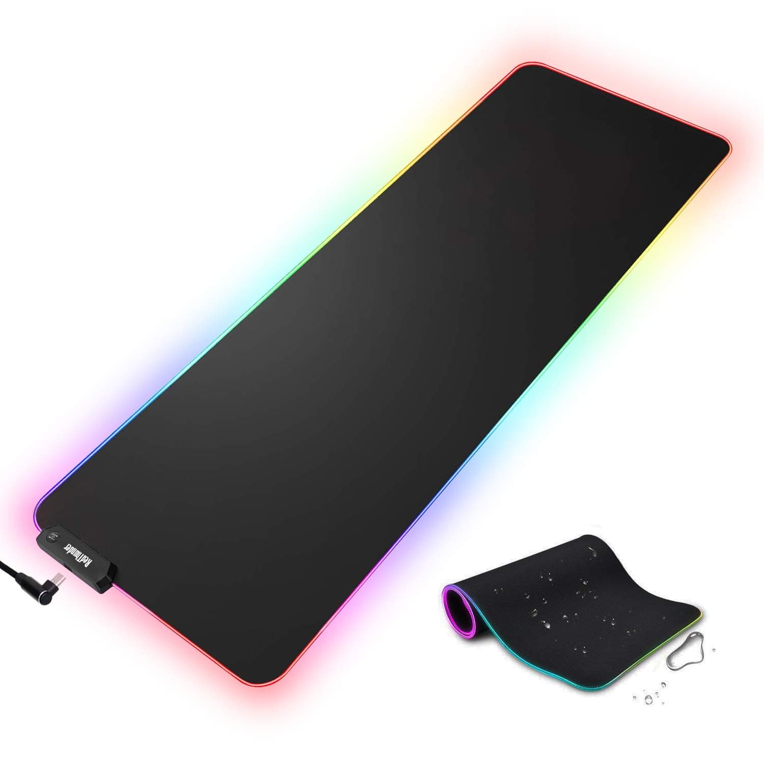 RedThunder RGB Gaming Mouse Mat Pad Large Thick(800×300×4mm) XXXL Led Illuminated Extended Mousepad with Non-Slip Rubber Base, Soft Computer Keyboard Mice Mat for Mac, PC, Laptop, Desktop