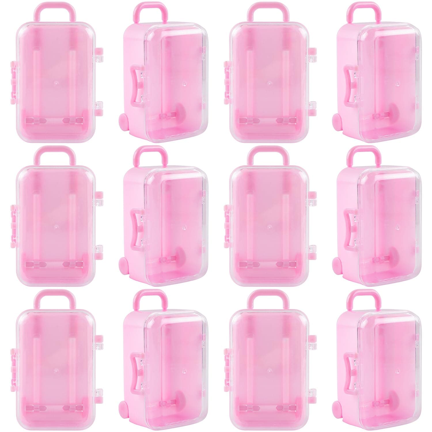 AUEAR, 12 Pack Cute Miniature Travel Case Box Candy Box Party Reception Candy Gift Box Suit for Barbie Wedding Party Decoration (Pink)