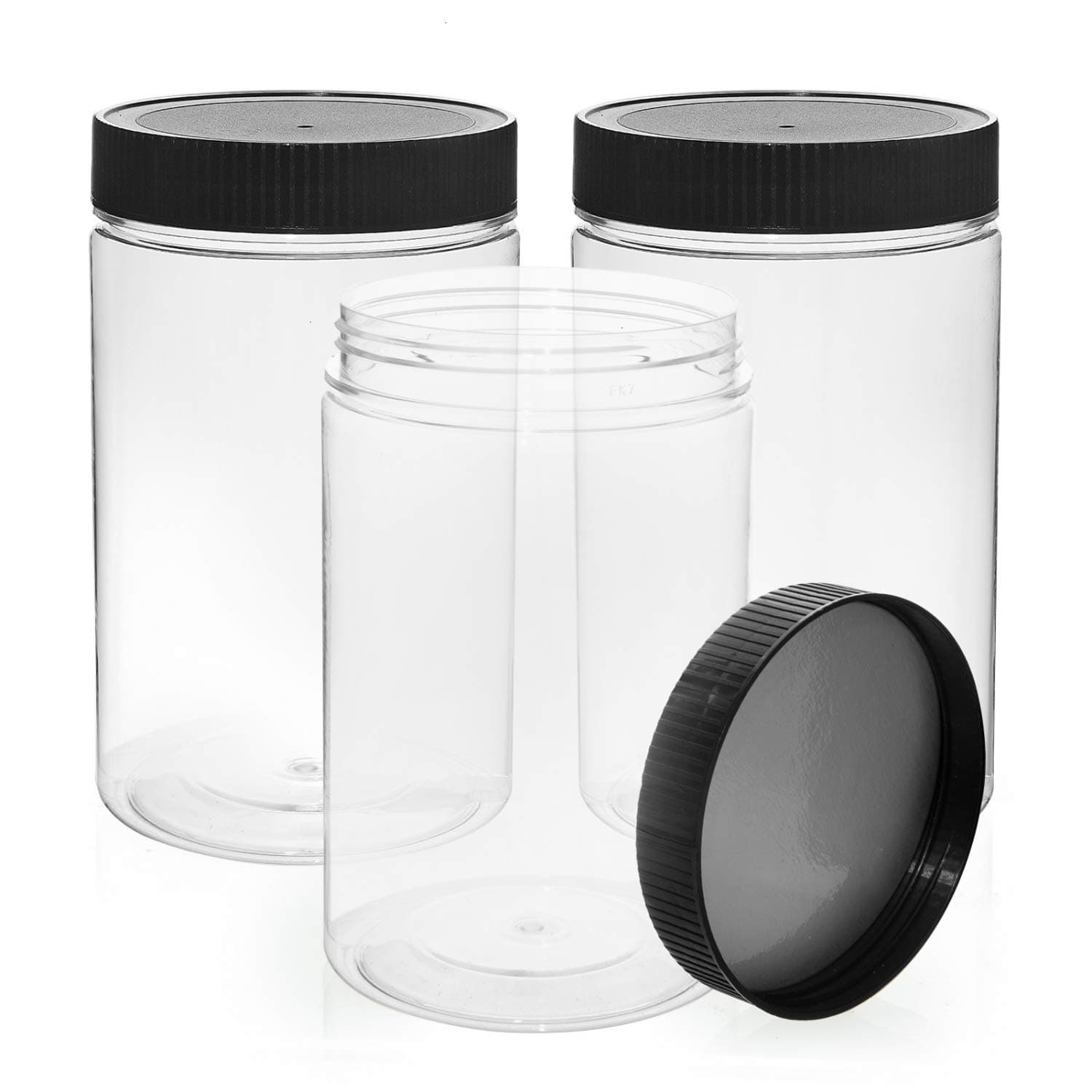 Vumdua 27 Ounce Plastic Jars with Lids, 3 Pack Food Storage Containers Airtight, Clear Containers for Organizing