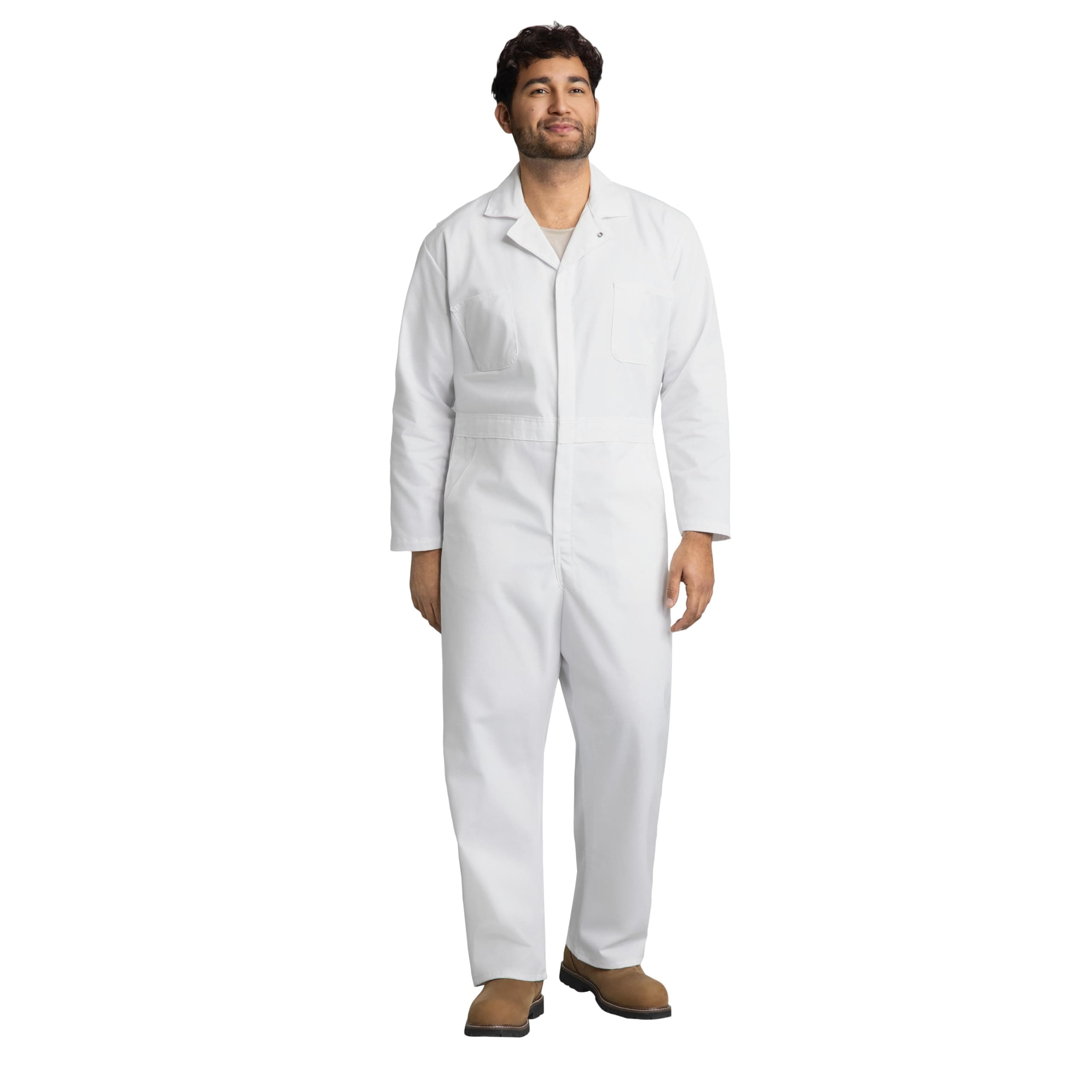 Men's Twill Action Back Coverall, White, 44
