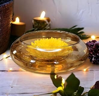 Craftfry Urli Bowl-Splendid Glass Spring Bowl for Home Decoration Table Centerpiece, Floral Arrangements, and Floating Candles (Golden, 8 Inch)