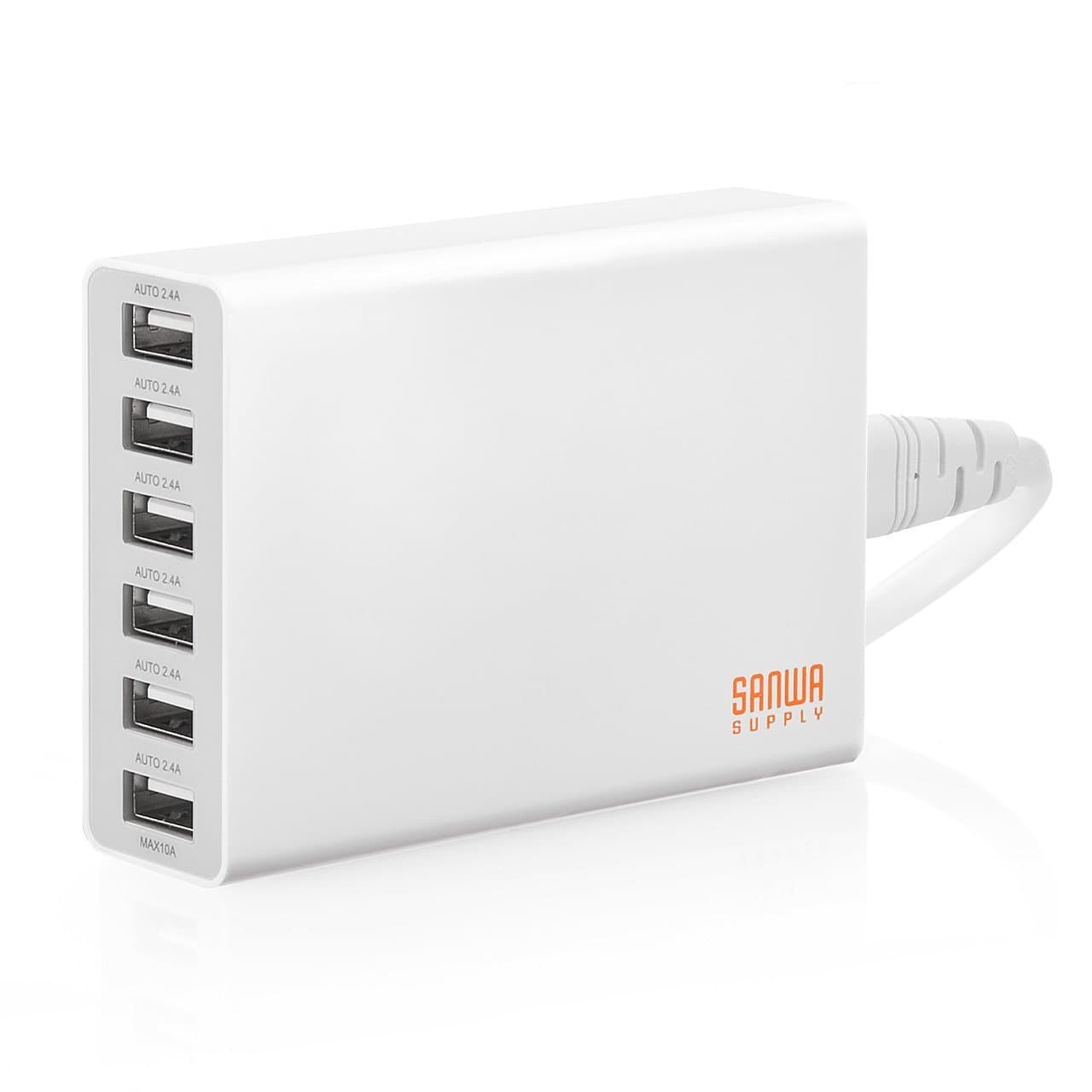 [Amazon.co.jp limited edition] Sanwa direct 50 W 6 port USB charging instrument rapid charging high output 10A output automatic determining white 700-AC011WAZ [20-month guarantee: