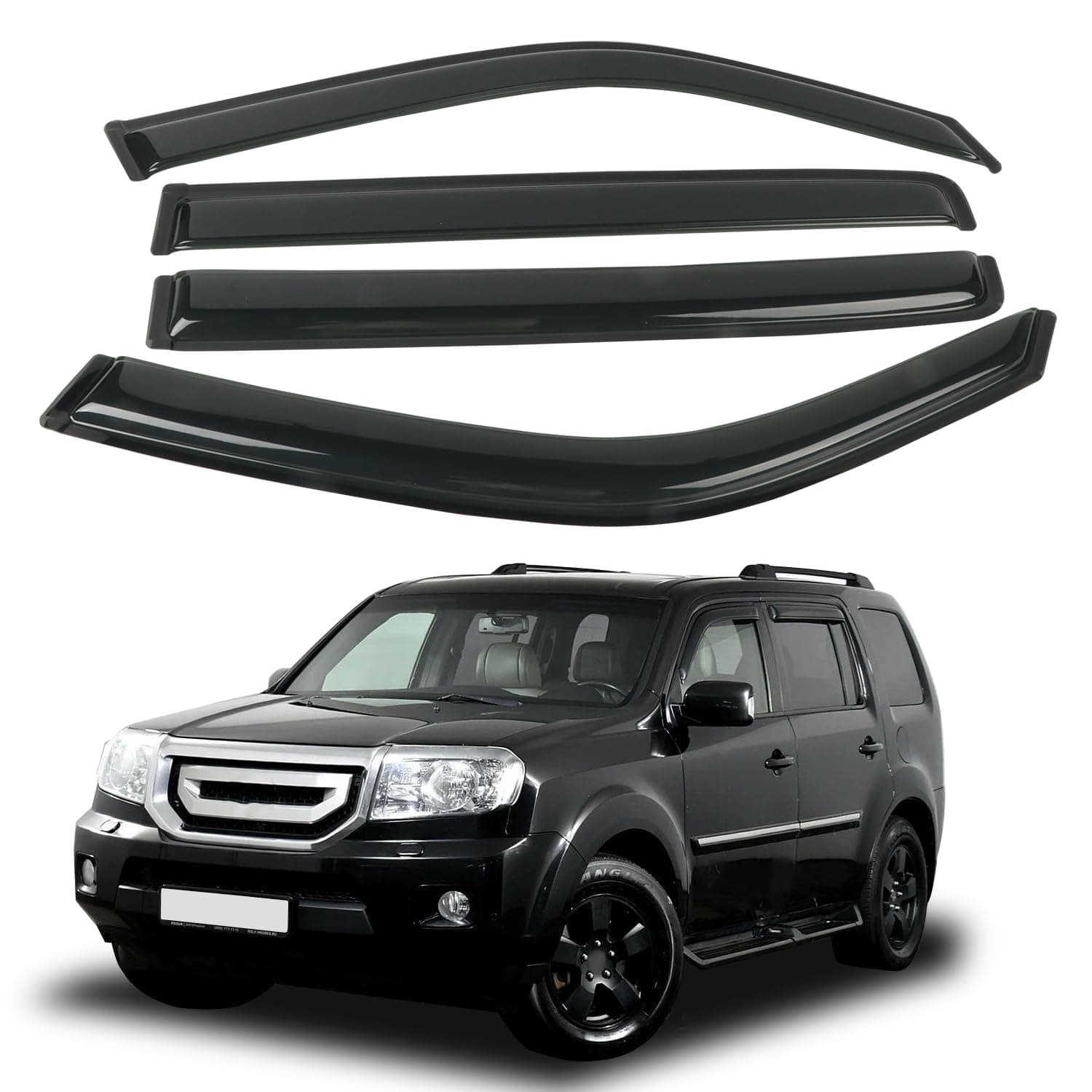 4PCS Rain Guards Window Visors Fits for 2009-2015 Honda Pilot, Outside Mount Durable Vent Visors Shade, Front & Rear Wind Deflector, 2009 2010 2011 2012 2013 2014 2015