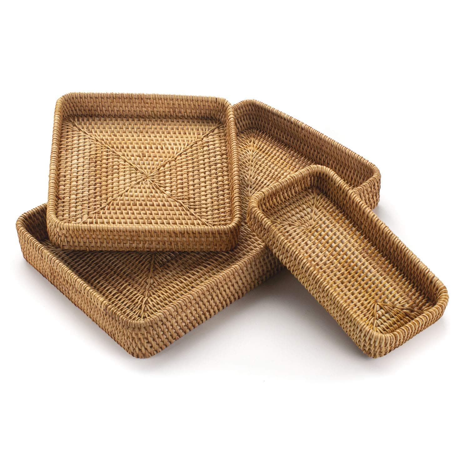 Rattan Rectangular Tray Set