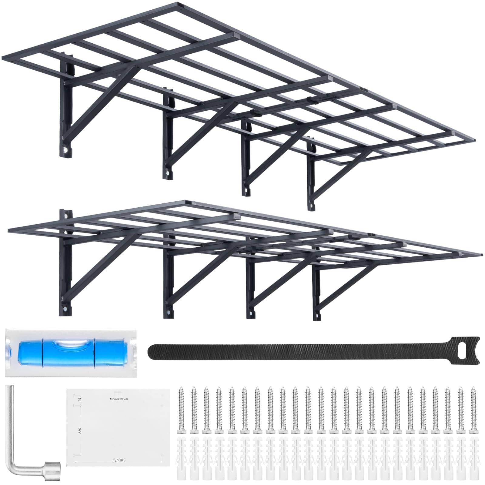 Garage Storage Shelving, 2 Pack, 6 x 2 ft Heavy Duty Wall Mounted Shelves, 1600 lbs Load Capacity (Total) Storage Rack Floating Shelves, Suitable for Shop, Shed