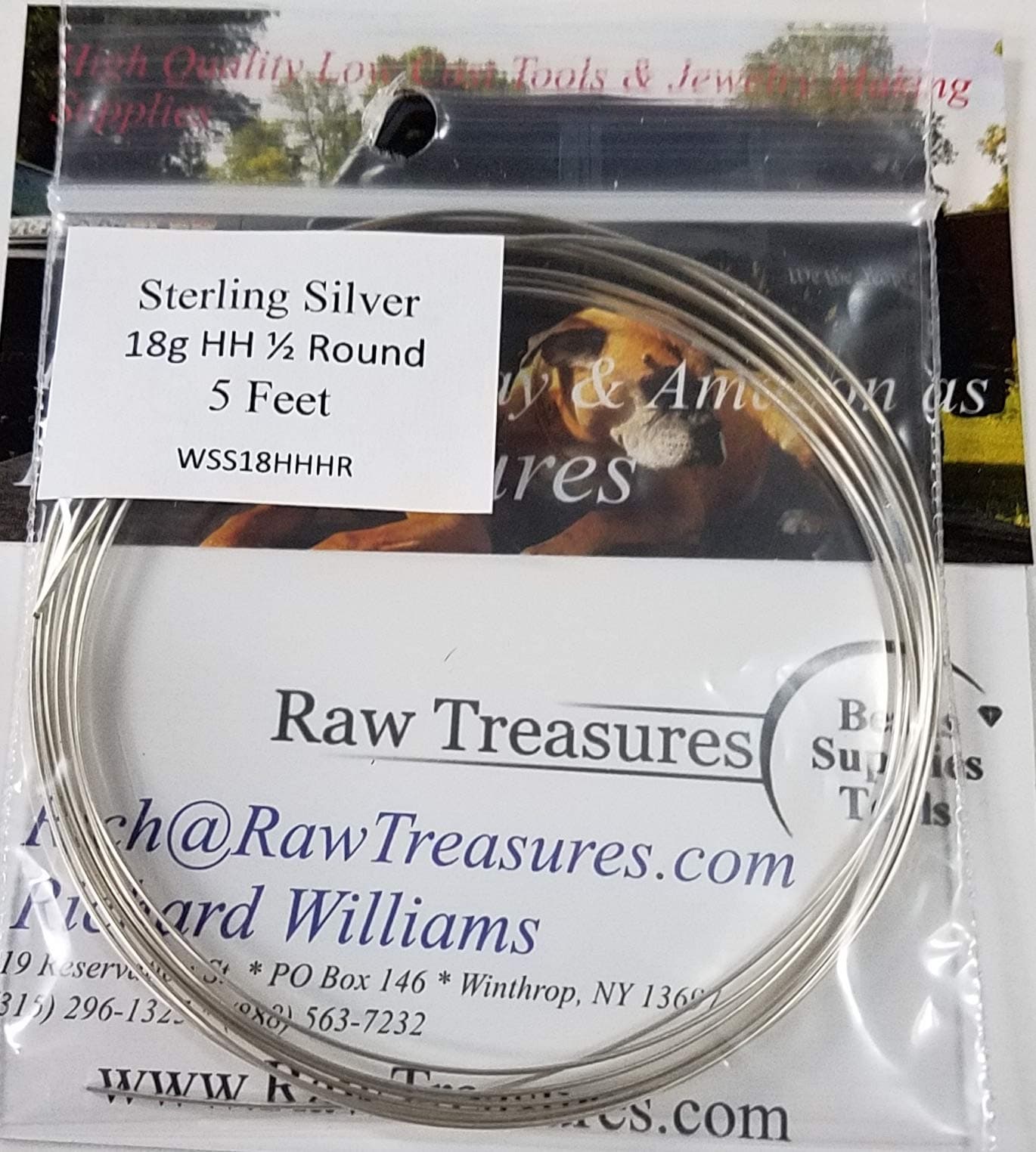 18 Gauge Sterling Silver Half Hard Wire, 1/2 Round - 5 Feet from RawTreasures