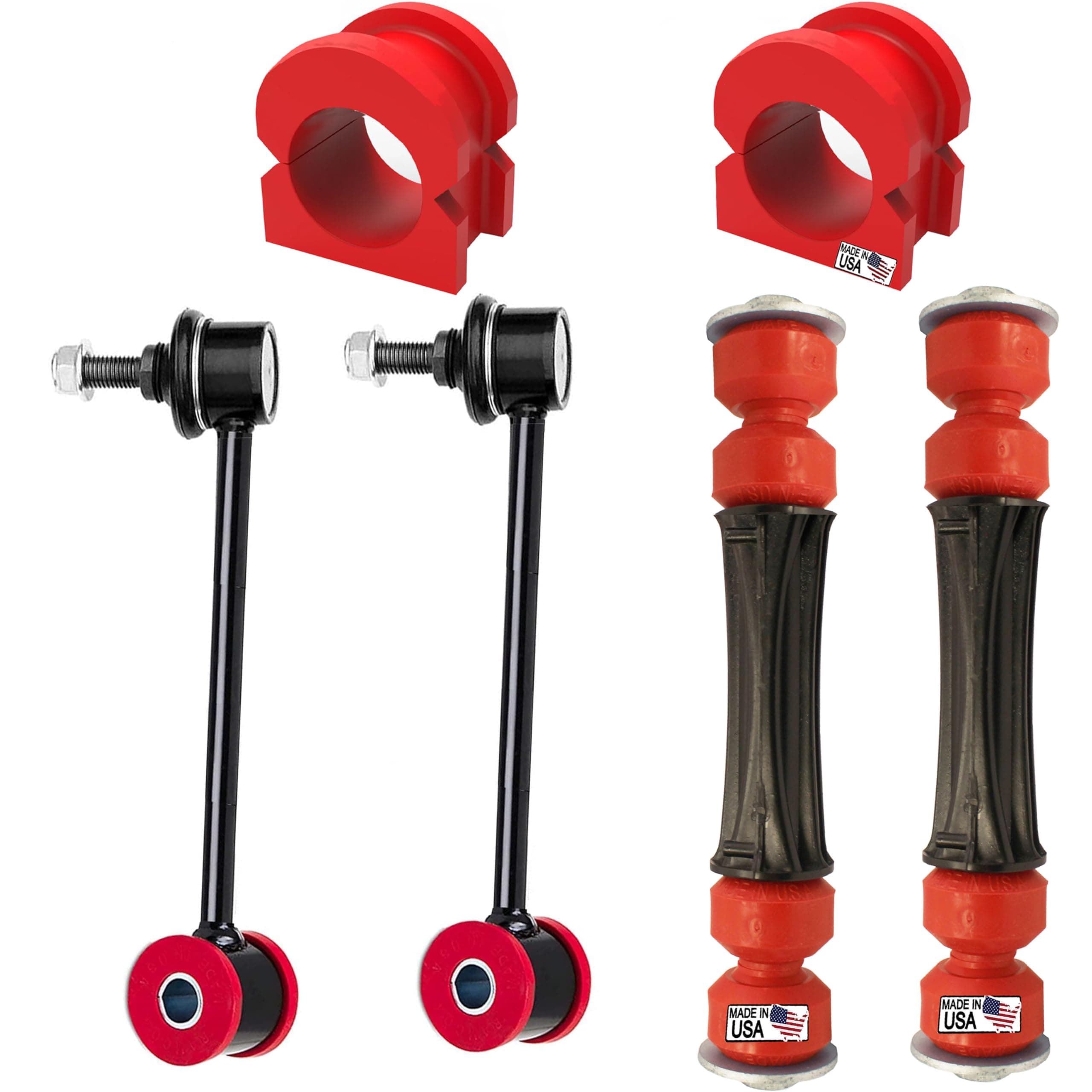 Suspension Dudes 6 PC Front/Rear Sway Bar Stabilizer Link Kit + CODE RED Bushing Kit Fits Escalade, Avalanche, Suburban, Tahoe, Yukon, 2007-2020 36 MM Stabilizer Bar, K700538 K200222 K6700