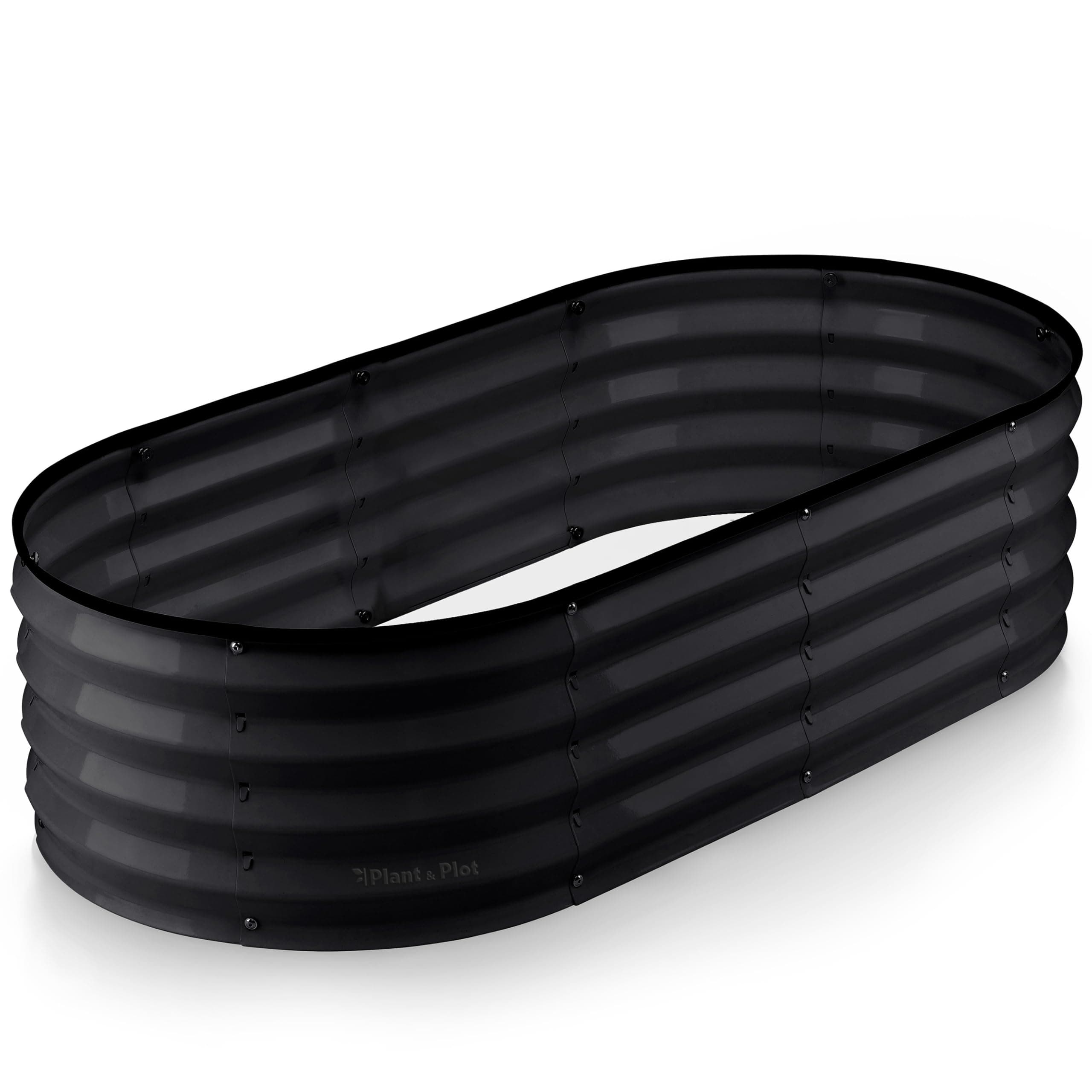 Plant & Plot Galvanized Raised Garden Beds Outdoor // 4×2×1 ft Planter Raised Beds for Gardening, Vegetables, Flowers // Large Metal Garden Box (Black) // Patent Pending Tool-Free Assembly