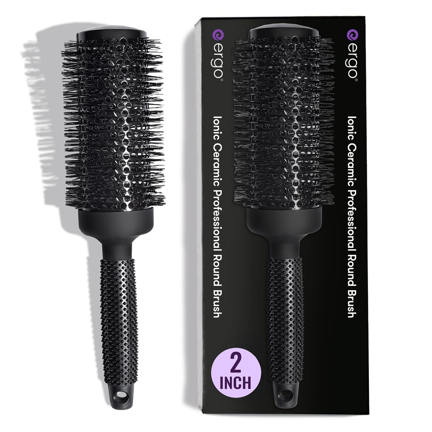 ERGO Ceramic Ionic Round Brush for Blow Out - Salon Quality Hair Brushes for Women - Roller Brush for Blow Drying, Wet and Dry Hair Styling, Volumizing Hair Care - ER53: 2"