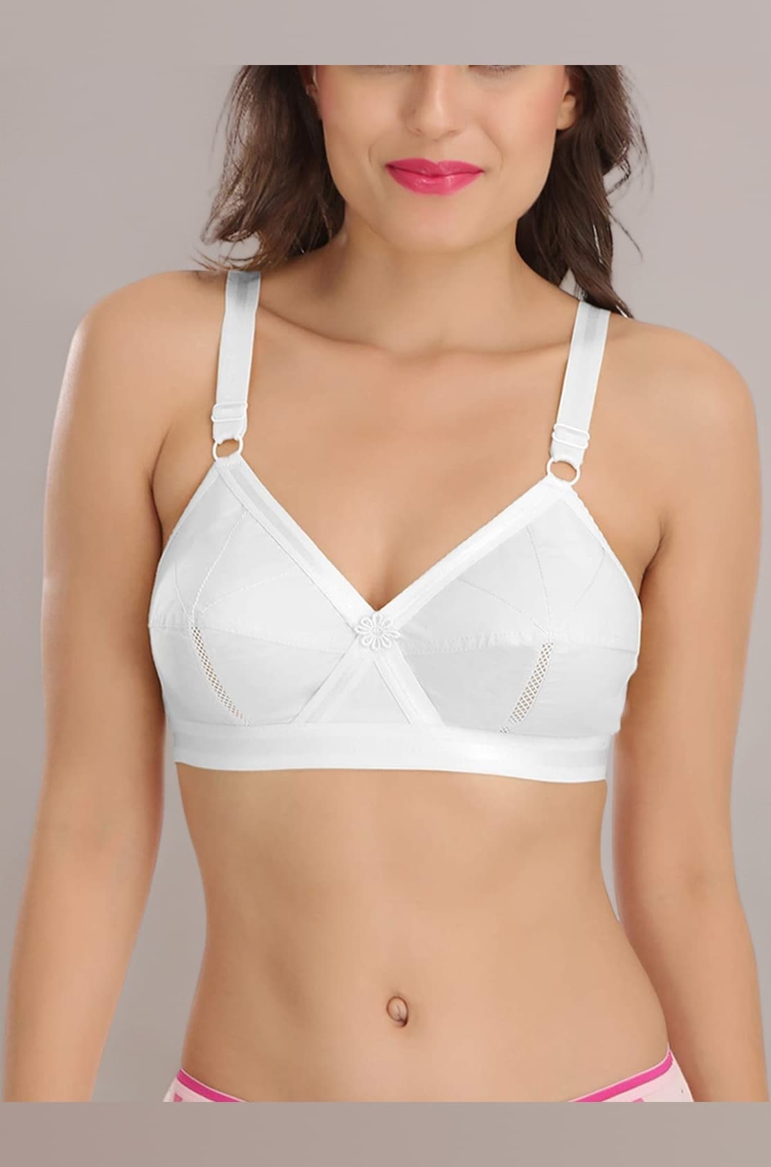 Women's Perfecto Full Coverage Non-Padded Plus Size Cross Belt Cotton Bra