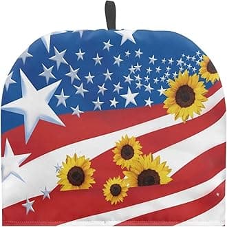 Sunflower USA Flag Insulated Teapot Cozy for Teapot Lightweight Teapot Cozy Kettle Cover Dust Cover Large Teapot Cover with Top Handle Easy to Clean