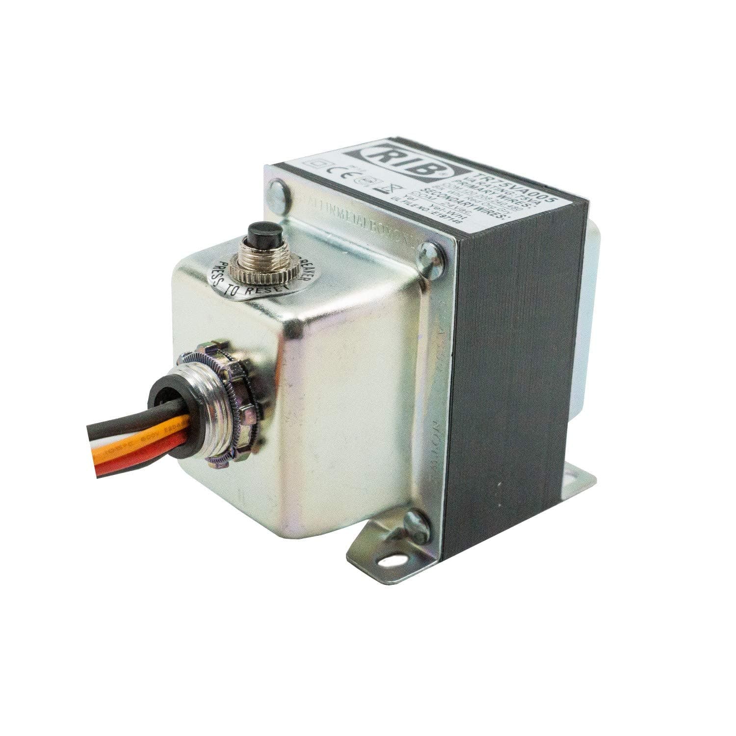 Functional Devices TR75VA005 Transformer, 75 VA, 480/240/208/120 to 24 Vac, Circuit Breaker, Foot and Single Threaded Hub Mount