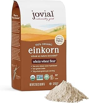 Jovial Organic Einkorn Whole Wheat Flour - Bread Baking Flour for Sourdough, High Protein, Non-GMO, Organic Pizza & Pasta Flour, European Italian Flour, Glyphosate Free - 32 Oz