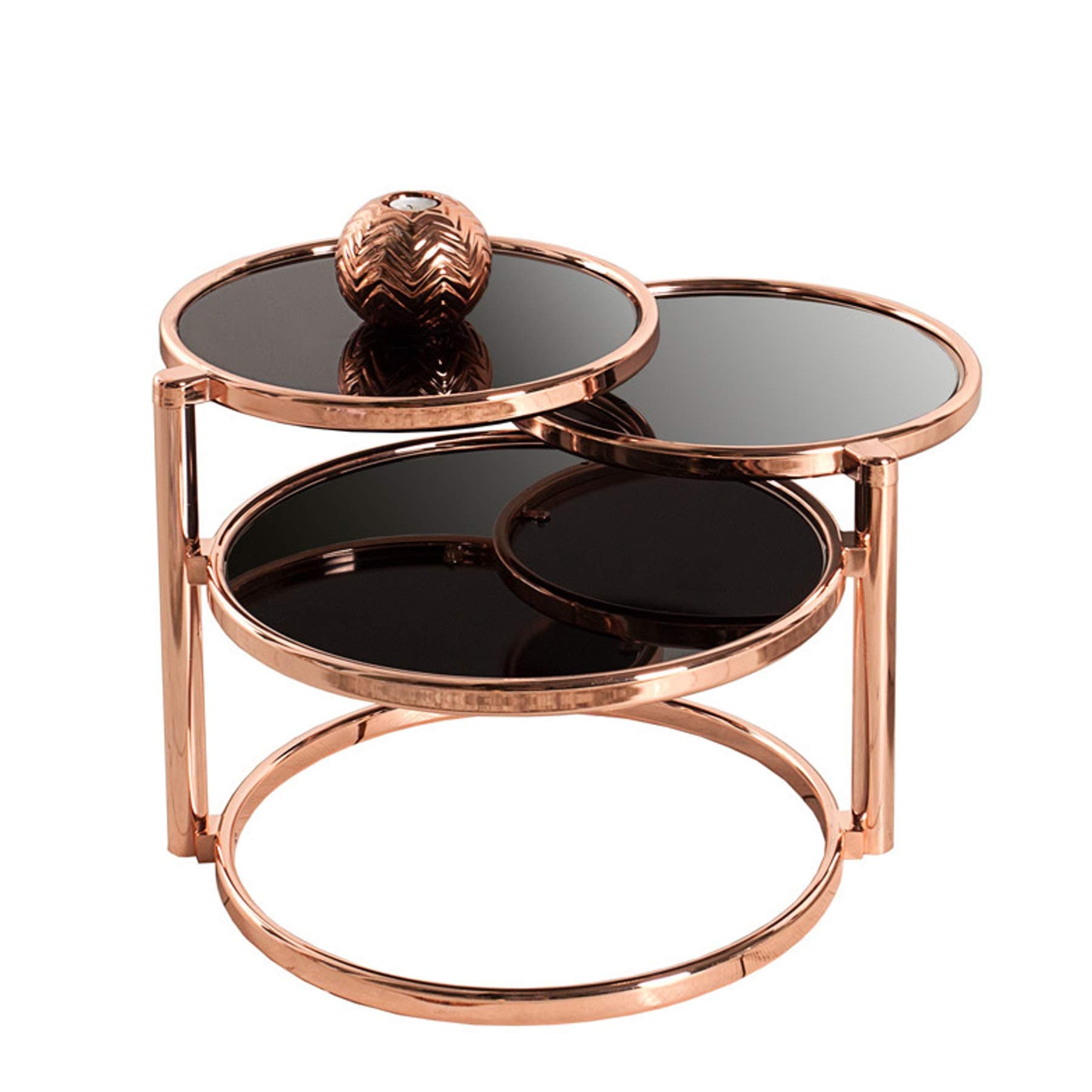 Invicta Interior Side Table in Art Deco Style - 3 levels - Chrome-plated - copper/black