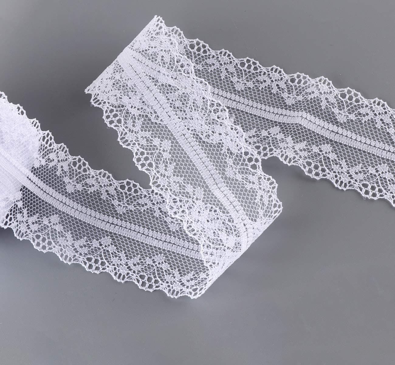 60M 2 Rolls (30M/Each) Lace Roll White Lace Ribbon Vintage Floral Lace Trimming Bridal Wedding Lace for Decoration Crafts DIY Sewing
