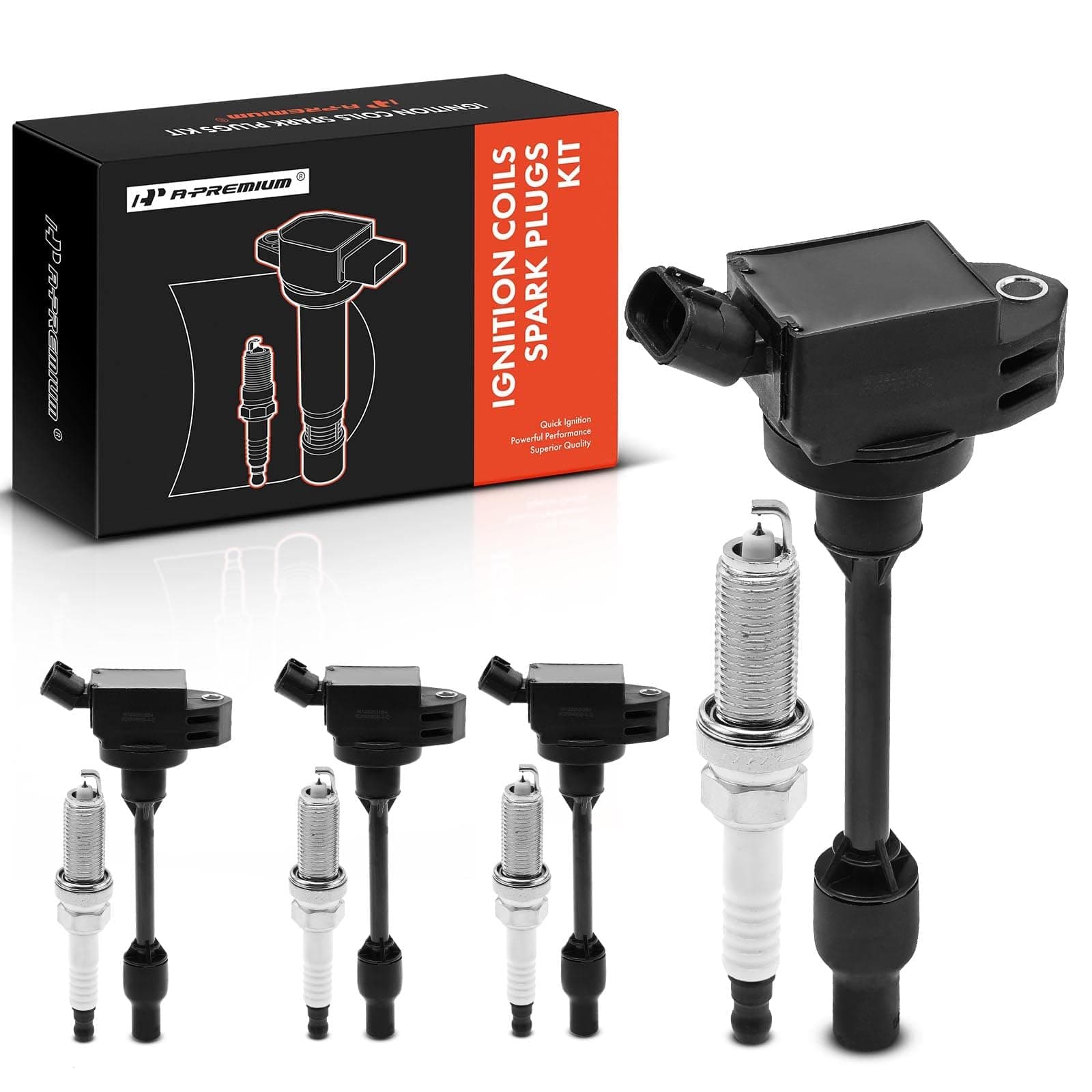 A-Premium Set of 4 Ignition Coil Pack and Iridium Spark Plugs Compatible with Toyota Camry 2018-2020 2.5L, RAV4 2019-2020 2.5L, Corolla 2020 1.8L
