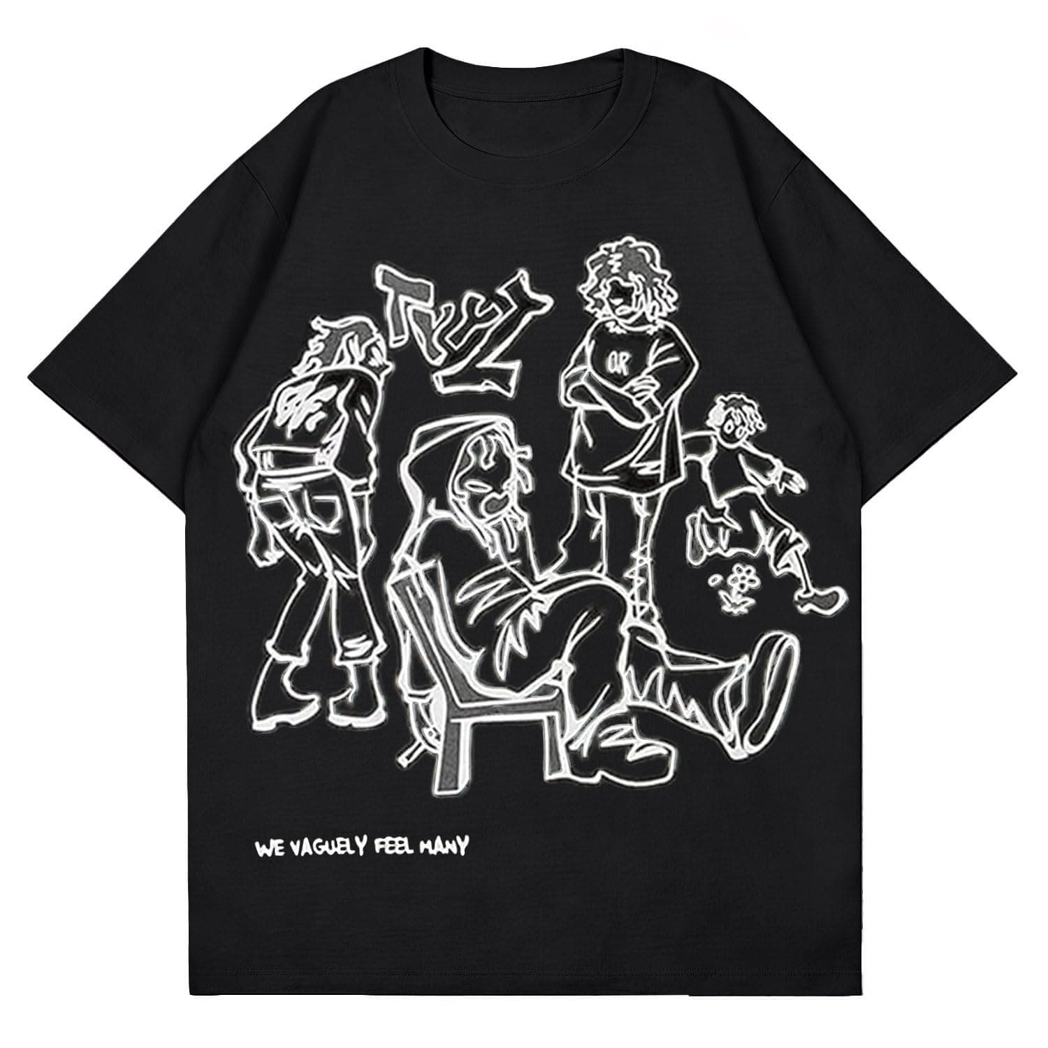 Mens Graphic Tees Oversized Creative Graffiti Short Sleeve Shirts Summer Casual Rapper Streetwear Y2k Tops Tshirt