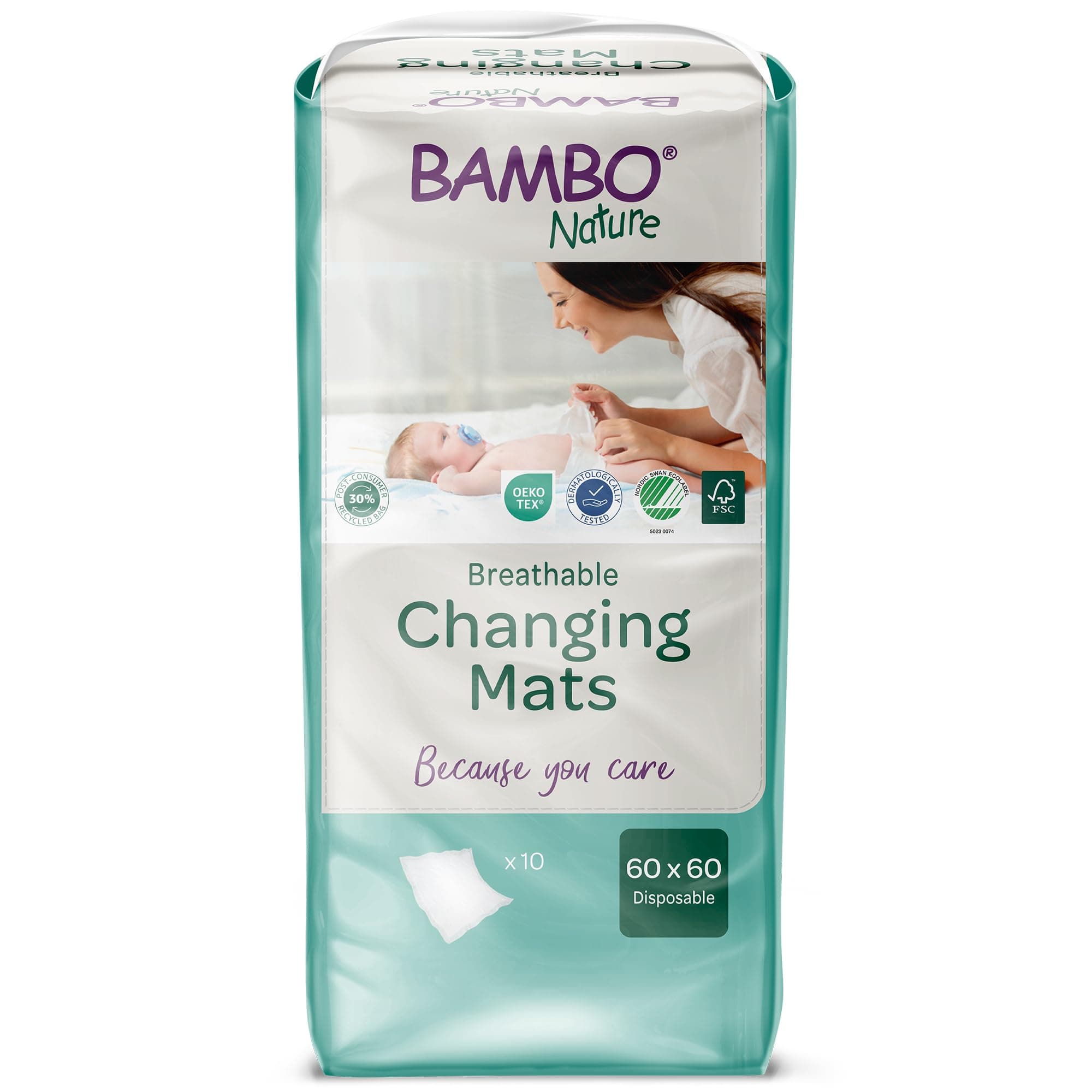 Bambo Nature Changing Mat: Bio-Based, Extra Soft, Ultra Absorbent, and Breathable - 10 Count