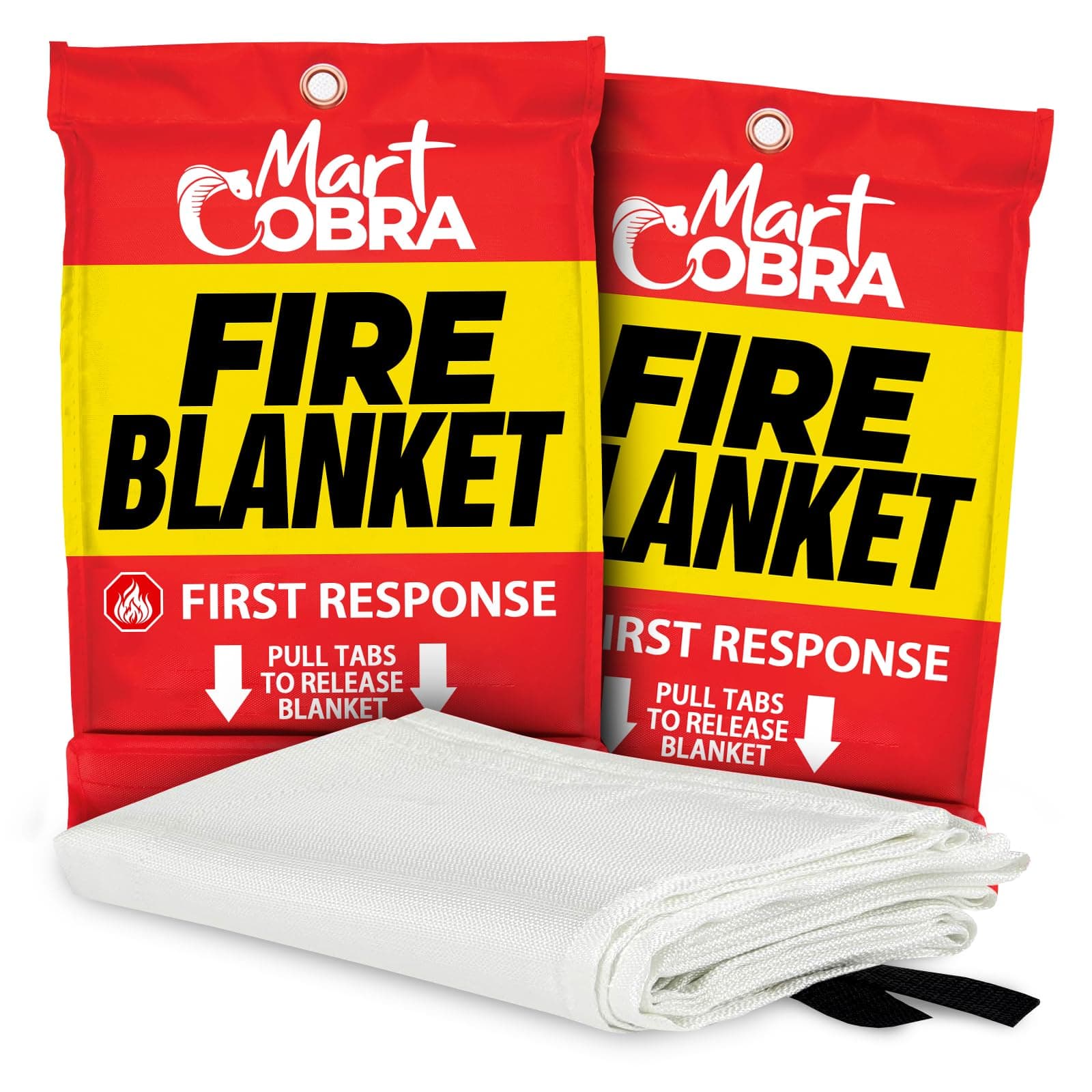 Mart Cobra Emergency Fire Blanket for Home and Kitchen Fire Extinguishers for The House x2 Fiberglass Fireproof Blanket Fire Retardant Blankets Grease Spray for Home