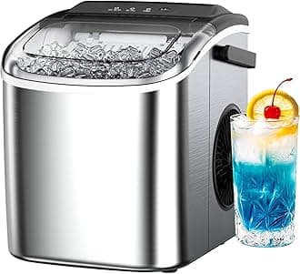 22 lbs/24H Countertop Ice Maker Machine,One-Button Operation,9 Bullet-Shaped Ice in 6 Min, Auto-Cleaning