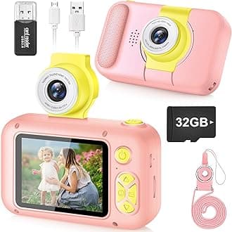 ARNSSIEN Kids Camera Toy for 3 4 5 6 7 8 9 10 11 12 year old Girls/Boys,Kids Digital Camera for Toddler with 180°Flip Lens&2.4in IPS Screen,Birthday Festival Present Toy for Girls/Boys,32 GB Card,X101